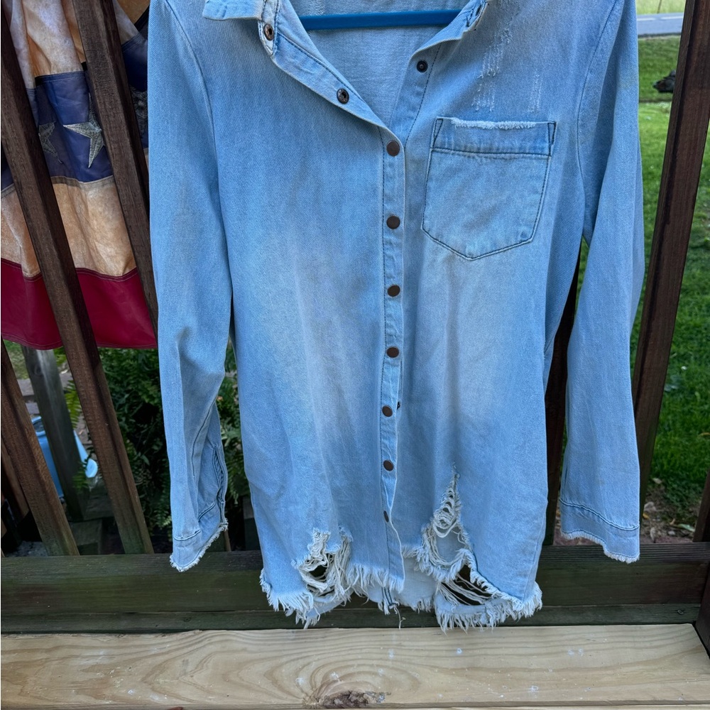 Mustard Seed Distressed Denim Jacket